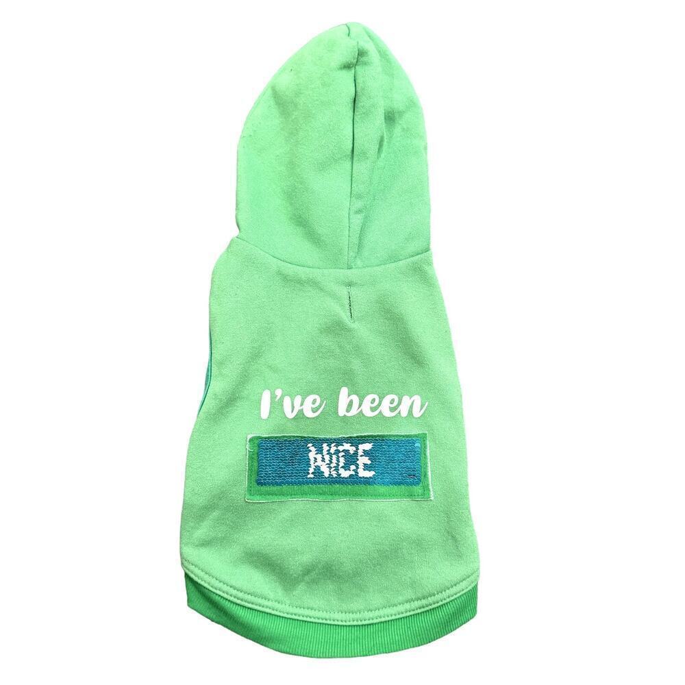Wondershop Dog "I've Been Nice/Naughty' Hoodie in Green, Size S​​​​